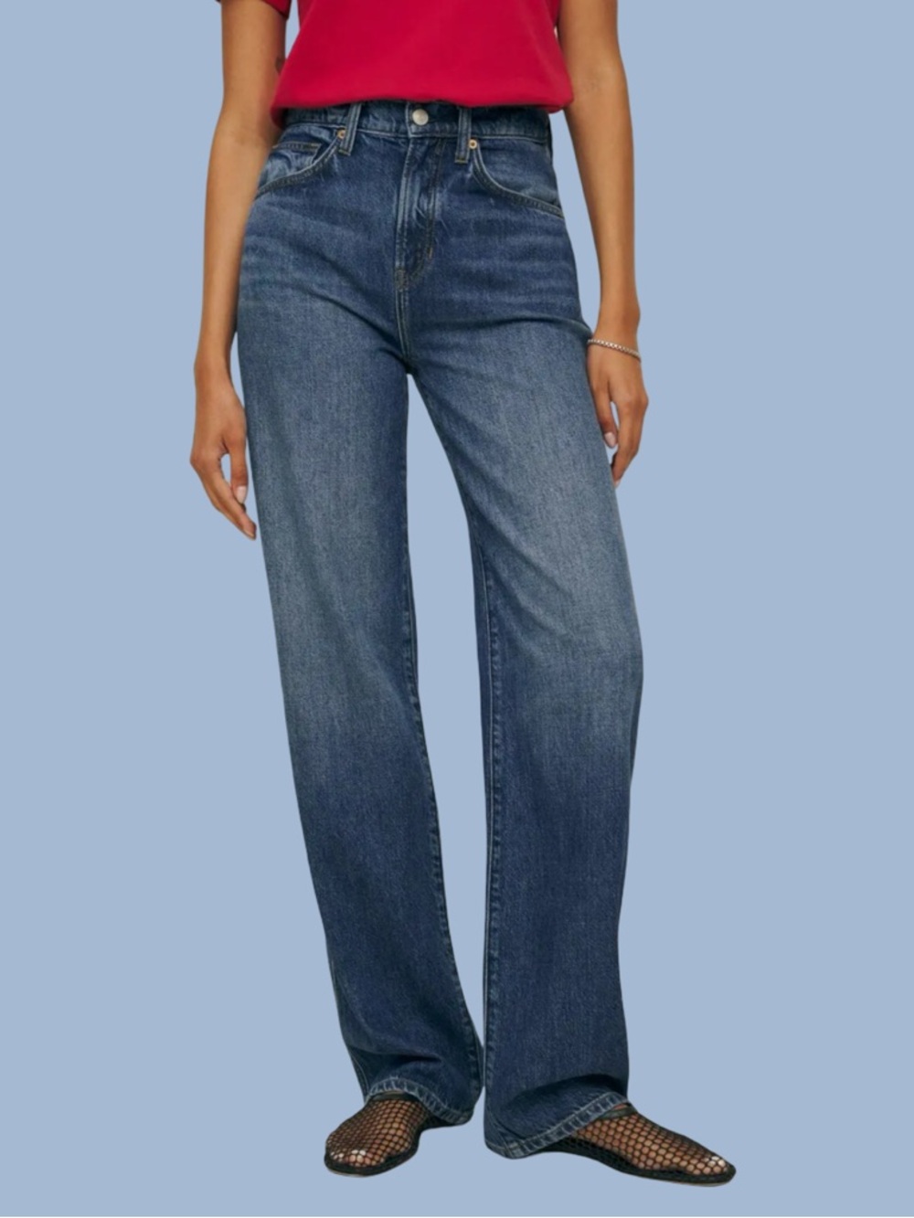 Reformation Val Lived In Jeans Medium Wash Size 34 NWT 40” Waist